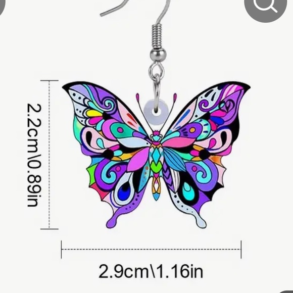 FREE with ANY PURCHASE! Colorful Butterfly Acrylic Silver Wire Earrings - Picture 4 of 5